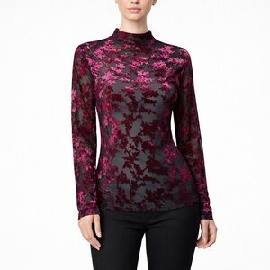 Elegant Sheer Floral Lace Women's Top NWT